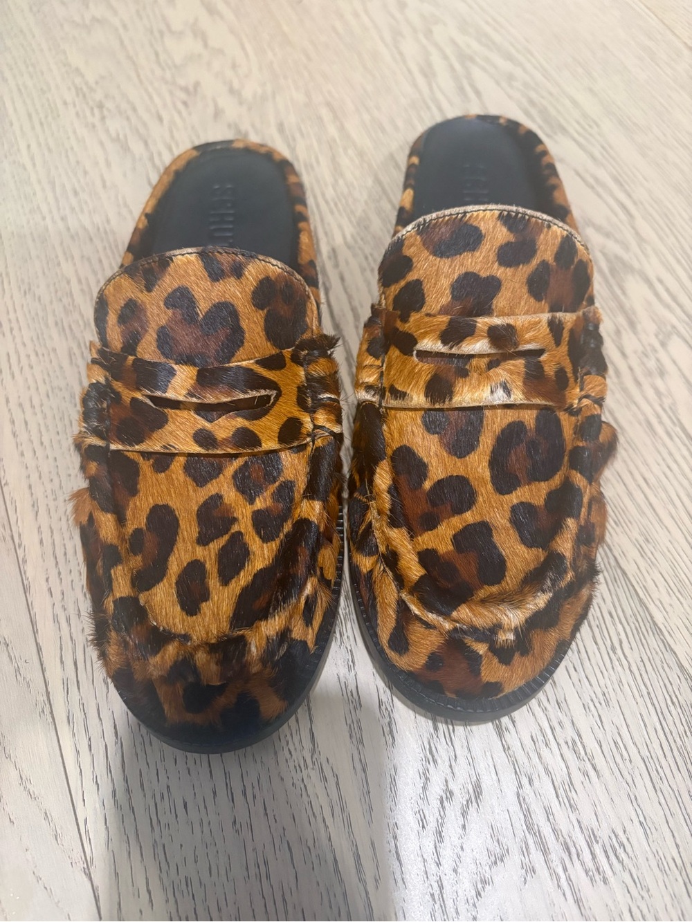 SCHUTZ Leopard-Print Haircalf Slip-On Mules - Brown & Black